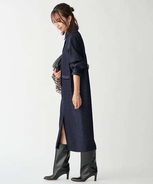 VERMEIL par iena(ヴェルメイユパーイエナ)の「Room no.8 BLACK ルームエイトブラック TRI/TWILL COMBI LACE DRE BR80-244-35690(ワンピース・レディース・ネイビー・FREE)」の3枚目の写真