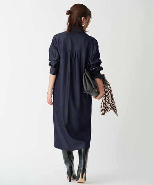 VERMEIL par iena(ヴェルメイユパーイエナ)の「Room no.8 BLACK ルームエイトブラック TRI/TWILL COMBI LACE DRE BR80-244-35690(ワンピース・レディース・ネイビー・FREE)」の5枚目の写真