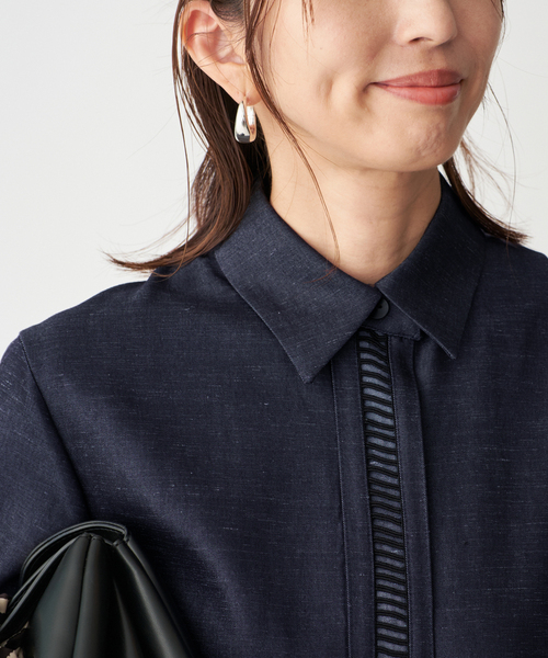 VERMEIL par iena(ヴェルメイユパーイエナ)の「Room no.8 BLACK ルームエイトブラック TRI/TWILL COMBI LACE DRE BR80-244-35690(ワンピース・レディース・ネイビー・FREE)」の6枚目の写真