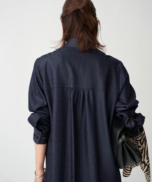 VERMEIL par iena(ヴェルメイユパーイエナ)の「Room no.8 BLACK ルームエイトブラック TRI/TWILL COMBI LACE DRE BR80-244-35690(ワンピース・レディース・ネイビー・FREE)」の7枚目の写真