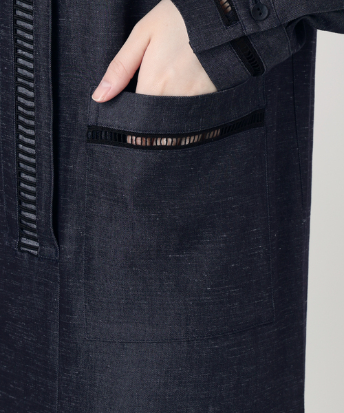 VERMEIL par iena(ヴェルメイユパーイエナ)の「Room no.8 BLACK ルームエイトブラック TRI/TWILL COMBI LACE DRE BR80-244-35690(ワンピース・レディース・ネイビー・FREE)」の16枚目の写真