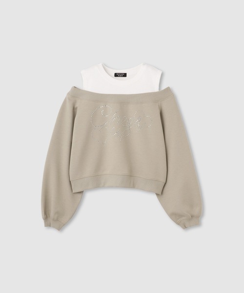 RICH MIX(リッチミックス)の「RICHMIX 肩あきフェイクトレーナー(Tシャツ/カットソー・キッズ・ベージュ/ブラック・160/150/140/130)」の2枚目の写真