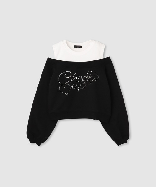 RICH MIX(リッチミックス)の「RICHMIX 肩あきフェイクトレーナー(Tシャツ/カットソー・キッズ・ベージュ/ブラック・160/150/140/130)」の1枚目の写真