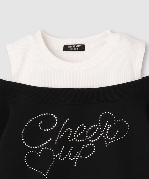 RICH MIX(リッチミックス)の「RICHMIX 肩あきフェイクトレーナー(Tシャツ/カットソー・キッズ・ベージュ/ブラック・160/150/140/130)」の4枚目の写真