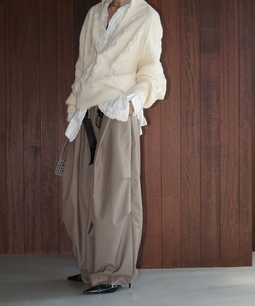 chuclla（チュクラ）の「キーネック ケーブルニットトップ chw25a039（ニット/セーター・レディース・アイボリー/ブラック・FREE）」の3枚目の写真