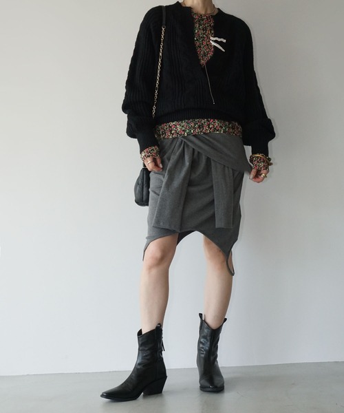 chuclla（チュクラ）の「キーネック ケーブルニットトップ chw25a039（ニット/セーター・レディース・アイボリー/ブラック・FREE）」の9枚目の写真