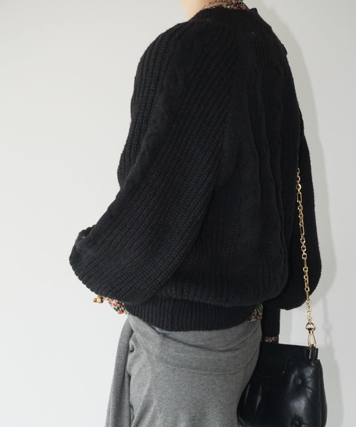 chuclla（チュクラ）の「キーネック ケーブルニットトップ chw25a039（ニット/セーター・レディース・アイボリー/ブラック・FREE）」の10枚目の写真