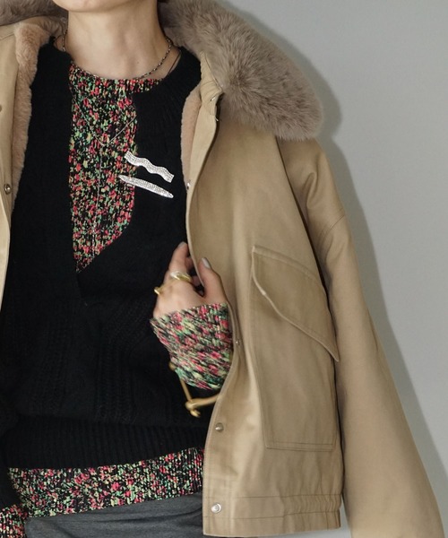 chuclla（チュクラ）の「キーネック ケーブルニットトップ chw25a039（ニット/セーター・レディース・アイボリー/ブラック・FREE）」の14枚目の写真