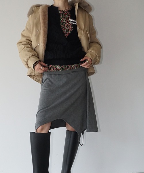 chuclla（チュクラ）の「キーネック ケーブルニットトップ chw25a039（ニット/セーター・レディース・アイボリー/ブラック・FREE）」の15枚目の写真