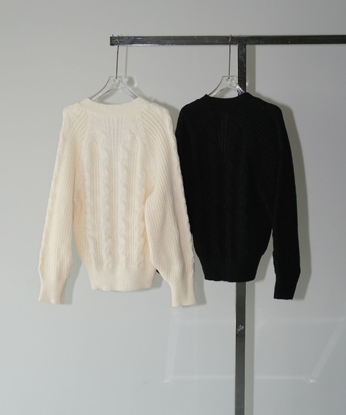 chuclla（チュクラ）の「キーネック ケーブルニットトップ chw25a039（ニット/セーター・レディース・アイボリー/ブラック・FREE）」の17枚目の写真