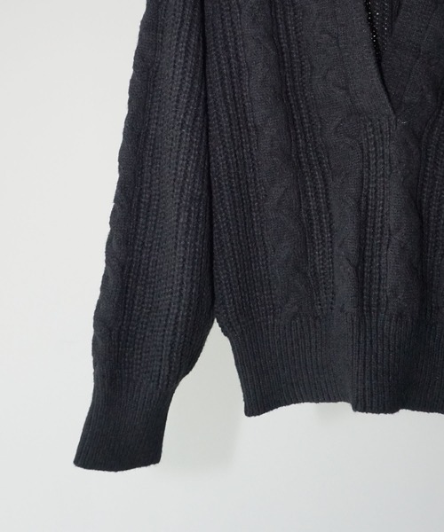 chuclla（チュクラ）の「キーネック ケーブルニットトップ chw25a039（ニット/セーター・レディース・アイボリー/ブラック・FREE）」の22枚目の写真