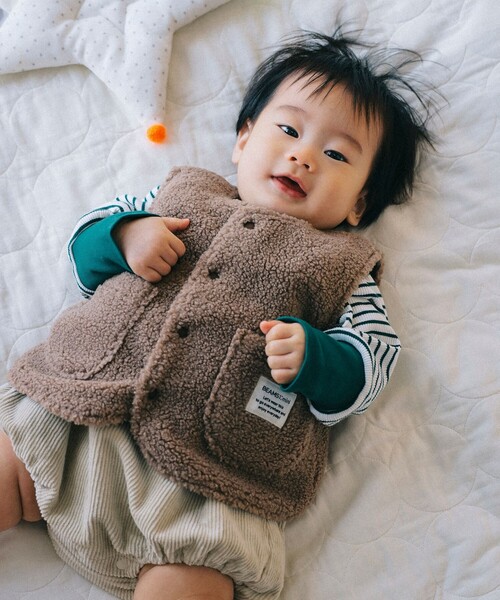 BEAMS mini（ビームスミニ）の「【WEB限定】ベビー ボア ベスト 2025FW（70～80cm）（ベスト・キッズ・ブラウン系その他4/ホワイト系その他5・80/70）」の3枚目の写真