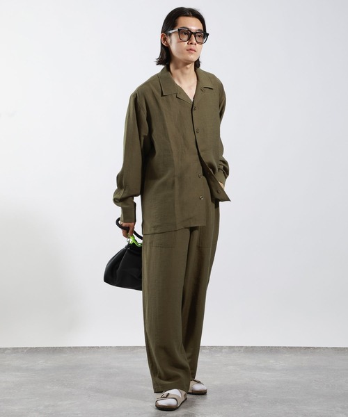 BAYFLOW（ベイフロー）の「[セットアップ可]クールタッチリネン長袖シャツ【接触冷感】（シャツ/ブラウス・メンズ・カーキ/チャコールグレー・MEDIUM/LARGE）」の7枚目の写真