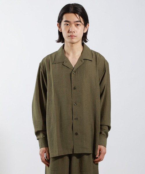 BAYFLOW（ベイフロー）の「[セットアップ可]クールタッチリネン長袖シャツ【接触冷感】（シャツ/ブラウス・メンズ・カーキ/チャコールグレー・MEDIUM/LARGE）」の12枚目の写真