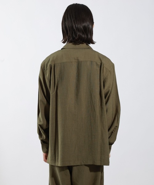 BAYFLOW（ベイフロー）の「[セットアップ可]クールタッチリネン長袖シャツ【接触冷感】（シャツ/ブラウス・メンズ・カーキ/チャコールグレー・MEDIUM/LARGE）」の14枚目の写真