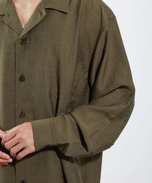 BAYFLOW（ベイフロー）の「[セットアップ可]クールタッチリネン長袖シャツ【接触冷感】（シャツ/ブラウス・メンズ・カーキ/チャコールグレー・MEDIUM/LARGE）」の17枚目の写真