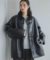 新品同様✩本物✩ムートンコート✩柔らか✩ブラック✩ツルツルの革✩軽いです ショート丈ボアムートンジャケット[k9058b] | レディース