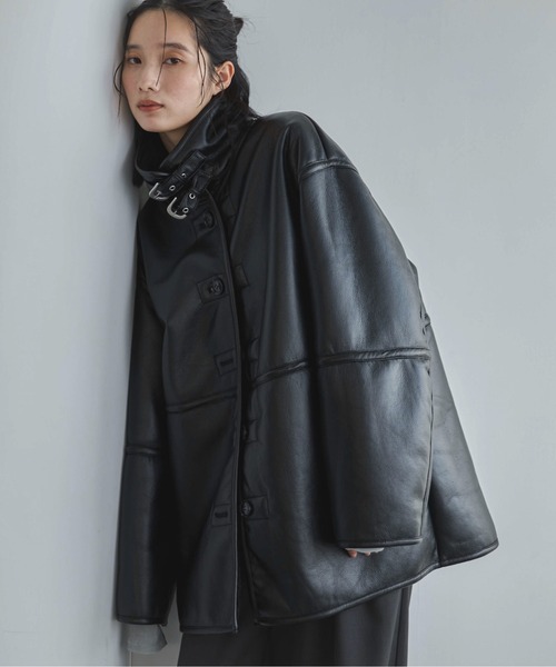 feepur(フェピュール)の「フェイクムートンB-3フライトジャケット(ムートンコート・レディース・ブラック/ブラウン・MEDIUM)」の10枚目の写真