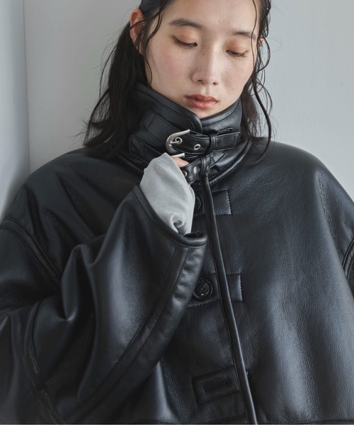 feepur(フェピュール)の「フェイクムートンB-3フライトジャケット(ムートンコート・レディース・ブラック/ブラウン・MEDIUM)」の9枚目の写真
