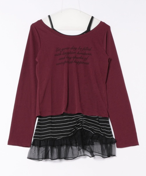 sedacle girl(セダクルガール)の「フリルキャミセットシースルーロンT(Tシャツ/カットソー・レディース・ボルドー/オフホワイト/チャコールグレー・SMALL/MEDIUM)」の4枚目の写真