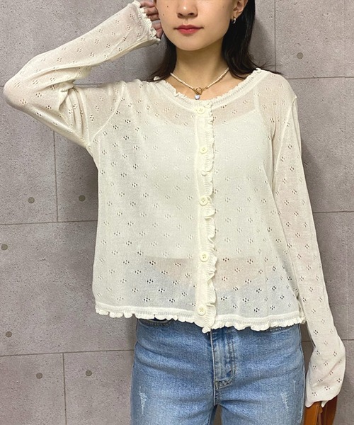 NANEA(ナネア)の「クロップド丈フリルシアーカーディガン(カーディガン/ボレロ・レディース・ホワイト/ブラック/ピンク/アイボリー・フリー)」の20枚目の写真