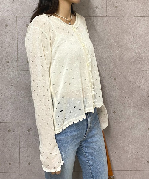 NANEA(ナネア)の「クロップド丈フリルシアーカーディガン(カーディガン/ボレロ・レディース・ホワイト/ブラック/ピンク/アイボリー・フリー)」の18枚目の写真