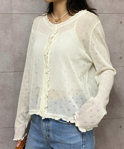 NANEA(ナネア)の「クロップド丈フリルシアーカーディガン(カーディガン/ボレロ・レディース・ホワイト/ブラック/ピンク/アイボリー・フリー)」の19枚目の写真
