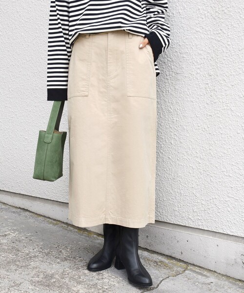 SHIPS(シップス)の「【WEB限定】〈洗濯機可能〉ベイカー フレア スカート(スカート・レディース・オリーブ/ベージュ・36/38)」の2枚目の写真