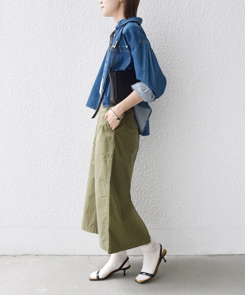 SHIPS(シップス)の「【WEB限定】〈洗濯機可能〉ベイカー フレア スカート(スカート・レディース・オリーブ/ベージュ・36/38)」の18枚目の写真