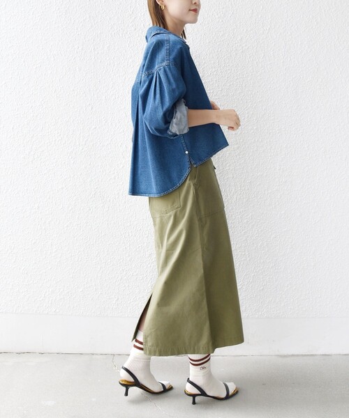 SHIPS(シップス)の「【WEB限定】〈洗濯機可能〉ベイカー フレア スカート(スカート・レディース・オリーブ/ベージュ・36/38)」の16枚目の写真