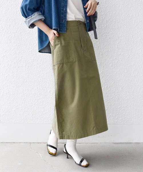 SHIPS(シップス)の「【WEB限定】〈洗濯機可能〉ベイカー フレア スカート(スカート・レディース・オリーブ/ベージュ・36/38)」の10枚目の写真