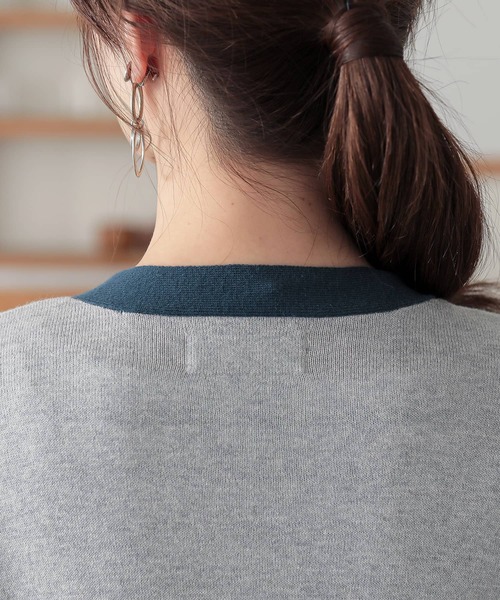 n'OrLABEL(ノアールレーベル)の「『配色ゆったりニットカーディガン』(カーディガン/ボレロ・レディース・杢グレー/ブラック/オレンジ・FREE)」の15枚目の写真