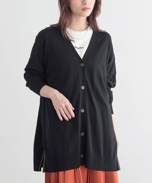 n'OrLABEL(ノアールレーベル)の「『配色ゆったりニットカーディガン』(カーディガン/ボレロ・レディース・杢グレー/ブラック/オレンジ・FREE)」の10枚目の写真