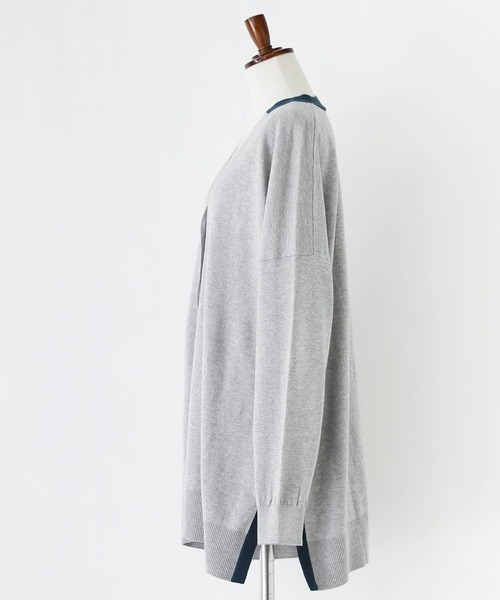 n'OrLABEL(ノアールレーベル)の「『配色ゆったりニットカーディガン』(カーディガン/ボレロ・レディース・杢グレー/ブラック/オレンジ・FREE)」の9枚目の写真