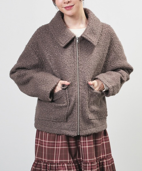 Honeys（ハニーズ）の「衿付ブルゾン（ブルゾン・レディース・ヘザーチャコール/ベージュ/ダークブラウン/アイボリー・L/M）」の4枚目の写真