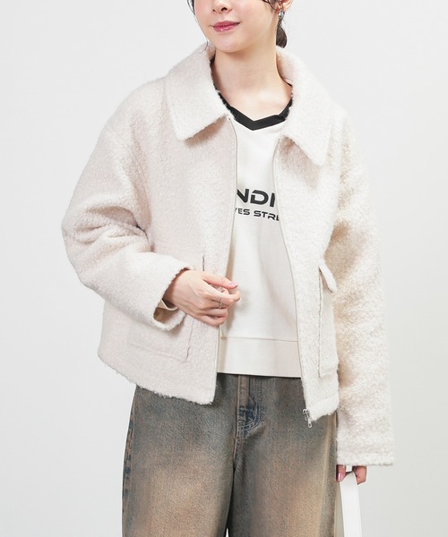 Honeys（ハニーズ）の「衿付ブルゾン（ブルゾン・レディース・ヘザーチャコール/ベージュ/ダークブラウン/アイボリー・L/M）」の2枚目の写真