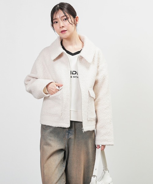 Honeys（ハニーズ）の「衿付ブルゾン（ブルゾン・レディース・ヘザーチャコール/ベージュ/ダークブラウン/アイボリー・L/M）」の8枚目の写真