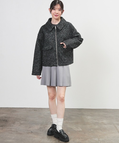 Honeys（ハニーズ）の「衿付ブルゾン（ブルゾン・レディース・ヘザーチャコール/ベージュ/ダークブラウン/アイボリー・L/M）」の10枚目の写真