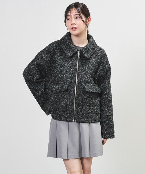 Honeys（ハニーズ）の「衿付ブルゾン（ブルゾン・レディース・ヘザーチャコール/ベージュ/ダークブラウン/アイボリー・L/M）」の12枚目の写真