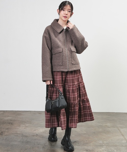 Honeys（ハニーズ）の「衿付ブルゾン（ブルゾン・レディース・ヘザーチャコール/ベージュ/ダークブラウン/アイボリー・L/M）」の15枚目の写真