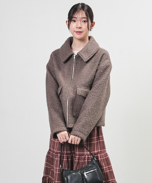 Honeys（ハニーズ）の「衿付ブルゾン（ブルゾン・レディース・ヘザーチャコール/ベージュ/ダークブラウン/アイボリー・L/M）」の16枚目の写真