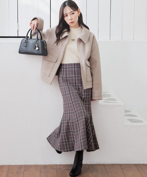 Honeys（ハニーズ）の「衿付ブルゾン（ブルゾン・レディース・ヘザーチャコール/ベージュ/ダークブラウン/アイボリー・L/M）」の19枚目の写真