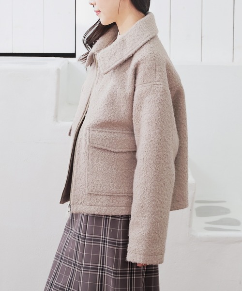 Honeys（ハニーズ）の「衿付ブルゾン（ブルゾン・レディース・ヘザーチャコール/ベージュ/ダークブラウン/アイボリー・L/M）」の22枚目の写真