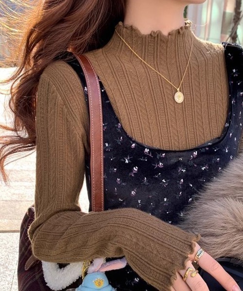 SallyLunn（サリーラン）の「ハイネックメロウニット（ニット/セーター・レディース・アイボリー/ブラウン/ブラック・MEDIUM/LARGE）」の6枚目の写真