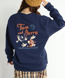 TOM&JERRY（トムアンドジェリー）の「【Tom & Jerry/トム & ジェリー】アートワークデザイン 裏起毛 サガラワッペン クルーネック ロングスリーブ スウェット トレーナー（スウェット）」