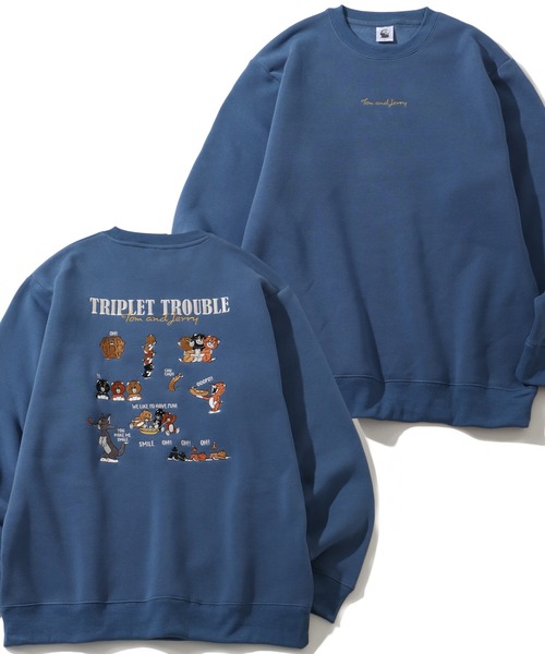 Tom＆Jerry（トムアンドジェリー）の「【Tom & Jerry/トム & ジェリー】アートワークデザイン 裏起毛 サガラワッペン クルーネック ロングスリーブ スウェット トレーナー（スウェット・レディース・ブラック/グレー系その他/サックスブルー/ブラック系その他2/クリーム/杢グレー/ブルー/ブラック系その他/ベージュ系その他3/オートミール/スミクロ/ブラック系/ネイビー/グレー系その他2/ベージュ系その他/ベージュ系その他2/ホワイト/ブラック系1・M/L）」の18枚目の写真