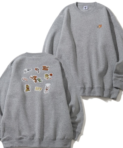 Tom＆Jerry（トムアンドジェリー）の「【Tom & Jerry/トム & ジェリー】アートワークデザイン 裏起毛 サガラワッペン クルーネック ロングスリーブ スウェット トレーナー（スウェット・レディース・ブラック/グレー系その他/サックスブルー/ブラック系その他2/クリーム/杢グレー/ブルー/ブラック系その他/ベージュ系その他3/オートミール/スミクロ/ブラック系/ネイビー/グレー系その他2/ベージュ系その他/ベージュ系その他2/ホワイト/ブラック系1・M/L）」の10枚目の写真