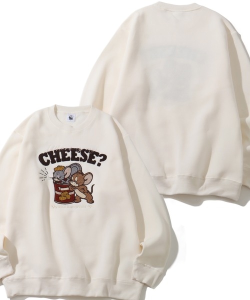 Tom＆Jerry（トムアンドジェリー）の「【Tom & Jerry/トム & ジェリー】アートワークデザイン 裏起毛 サガラワッペン クルーネック ロングスリーブ スウェット トレーナー（スウェット・レディース・ブラック/グレー系その他/サックスブルー/ブラック系その他2/クリーム/杢グレー/ブルー/ブラック系その他/ベージュ系その他3/オートミール/スミクロ/ブラック系/ネイビー/グレー系その他2/ベージュ系その他/ベージュ系その他2/ホワイト/ブラック系1・M/L）」の11枚目の写真