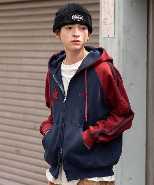 WEGO(ウィゴー)の「WEGO/ラインラグランZIPパーカー(パーカー・メンズ・アッシュグレー/ネイビー・MEDIUM/LARGE)」の16枚目の写真