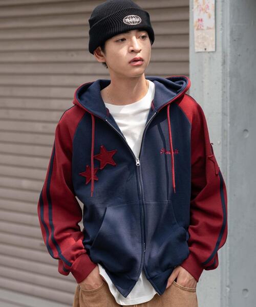 WEGO(ウィゴー)の「WEGO/ラインラグランZIPパーカー(パーカー・メンズ・アッシュグレー/ネイビー・MEDIUM/LARGE)」の18枚目の写真